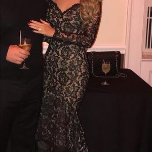 Tarik Ediz Black Lace Dress